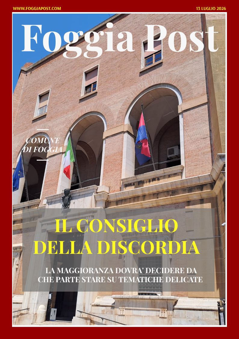 Foggia Post 13 luglio 2026. Il consiglio della discordia, mercoledì confronto in aula su tematiche delicate