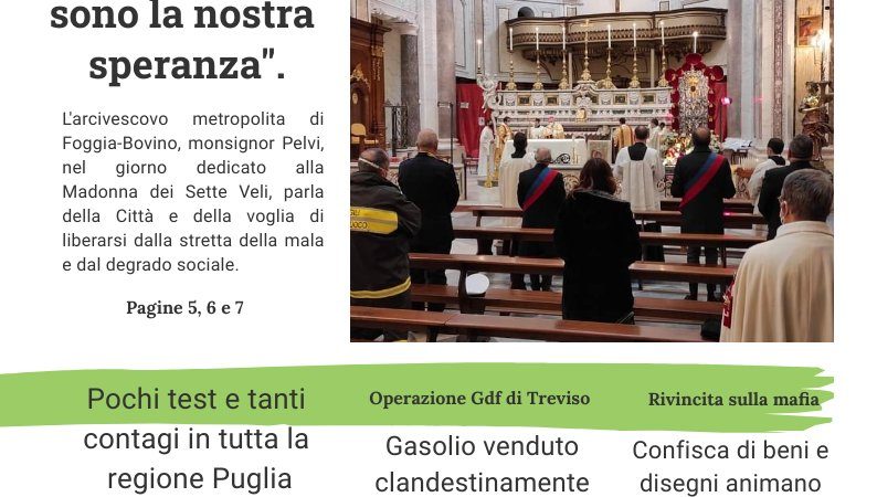 Foggia Post edizione del 22 marzo 2021. Intervista a monsignor Pelvi.