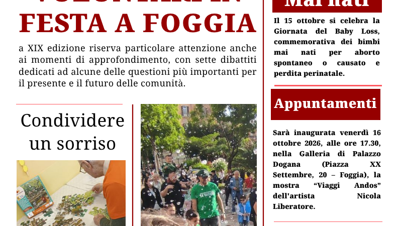 Foggia Post 14 ottobre 2026. Volontari in festa a Foggia