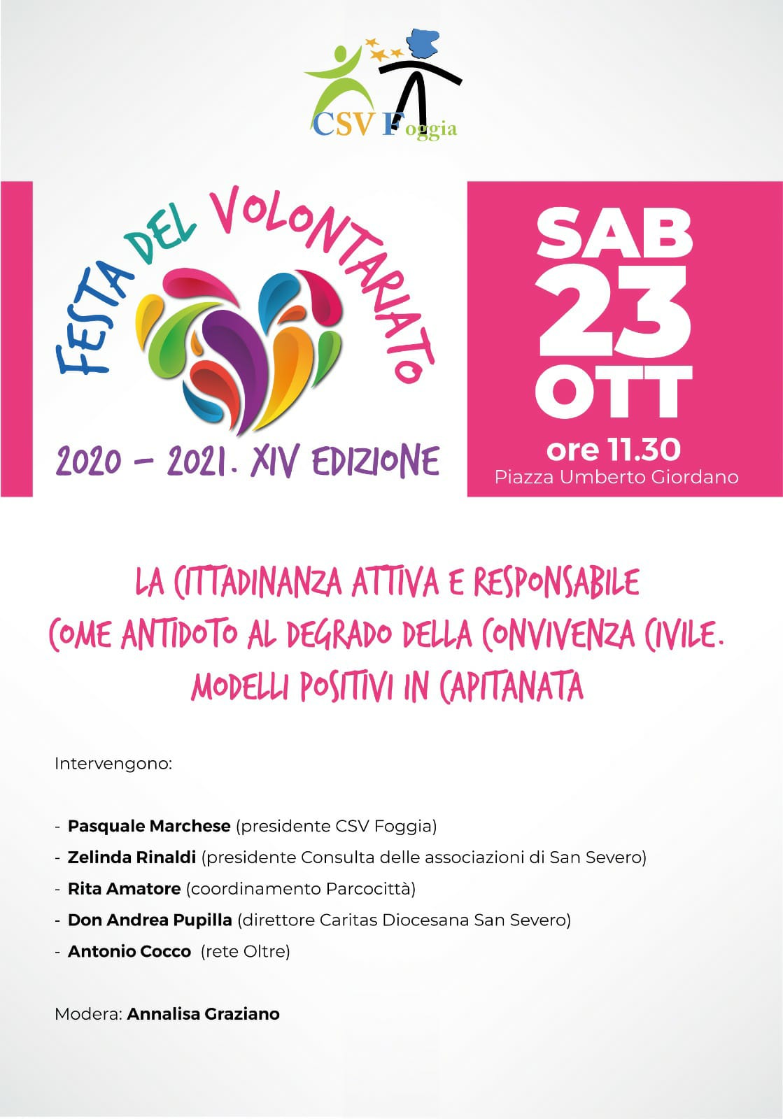 Il Terzo Settore in piazza a Foggia con la Festa del Volontariato. Sabato e domenica nell’isola pedonale.