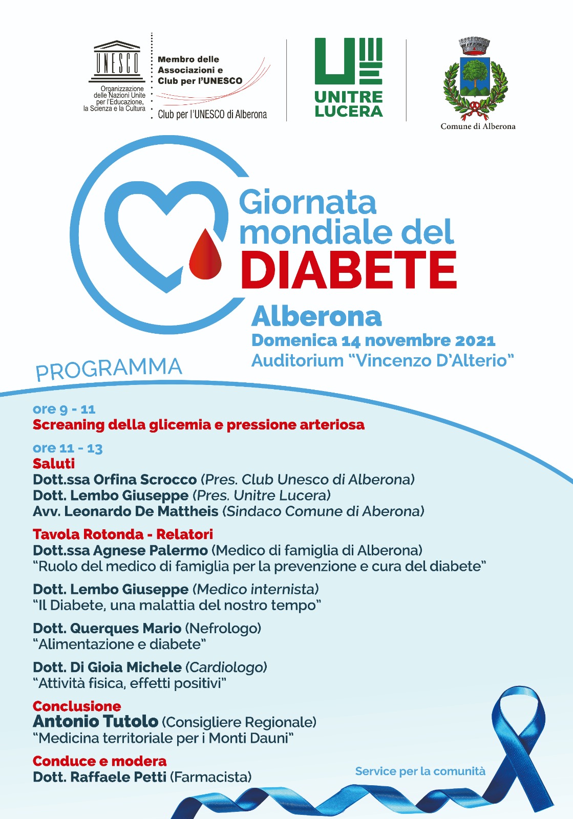 Giornata Mondiale del Diabete. Incontro il 14 novembre ad Alberona.