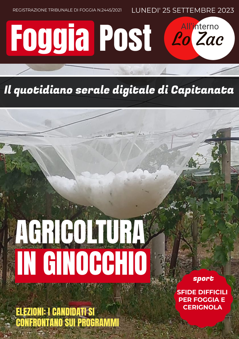 Foggia Post del 25 settembre 2023. Sfoglia gratuitamente il giornale