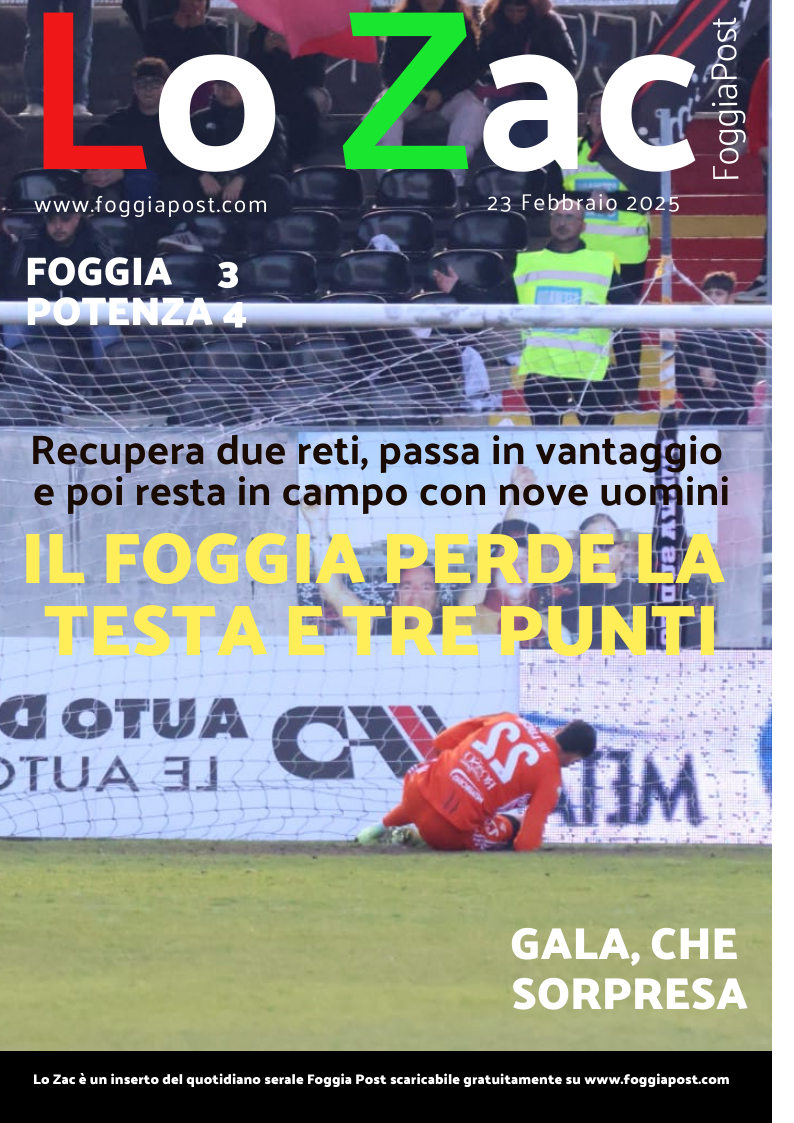 Lo Zac del 23 febbraio 2025. Foggia 3-4 Potenza. Lucani bravi a capovolgere il risultato in 11 contro 9