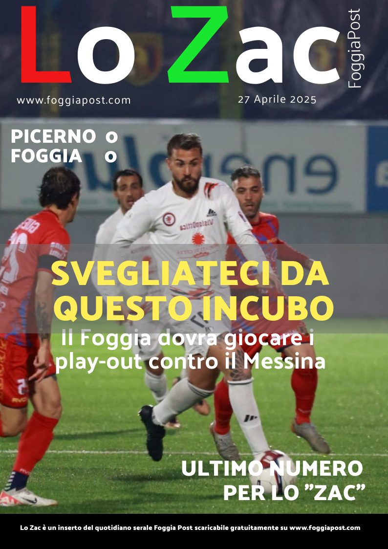 Lo Zac del 24 aprile 2025. Picerno 0-0 Foggia. Rossoneri ai play-out con il Messina