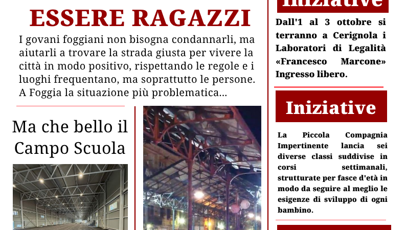Foggia Post 18 settembre 2026. Focus sul mondo dei giovani, liberi e (a volte) pericolosi