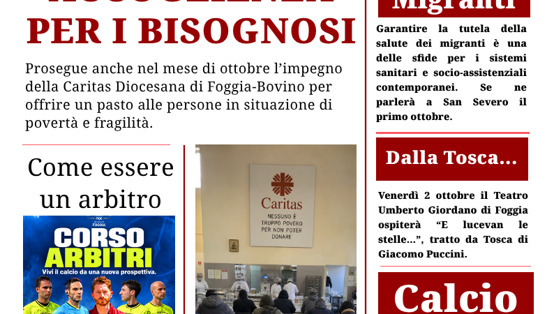 Foggia Post 30 settembre 2026. Un pasto per le persone bisognose