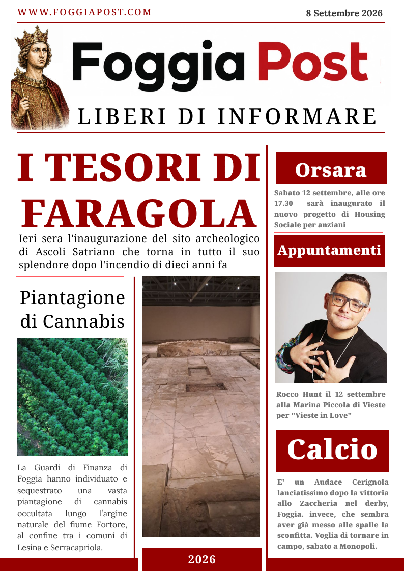Foggia Post 8 Settembre 2026. Alla riscoperta di Villa Faragola e del suo splendore