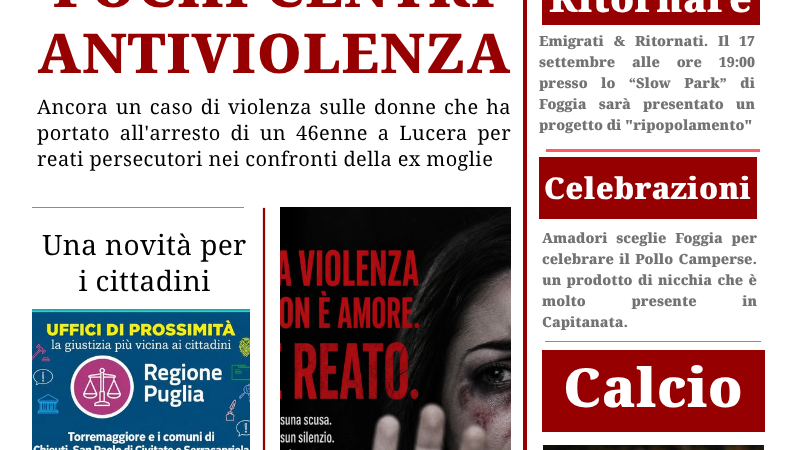 Foggia Post 11 settembre 2026. Ancora un caso di violenza sulle donne. Arrestato ex marito violento